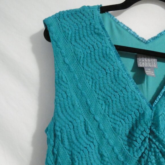 RABBIT RABBIT RABBIT DESIGNS | size 12 | Lined Short Sleeve Turquoise Dress - Picture 3 of 16
